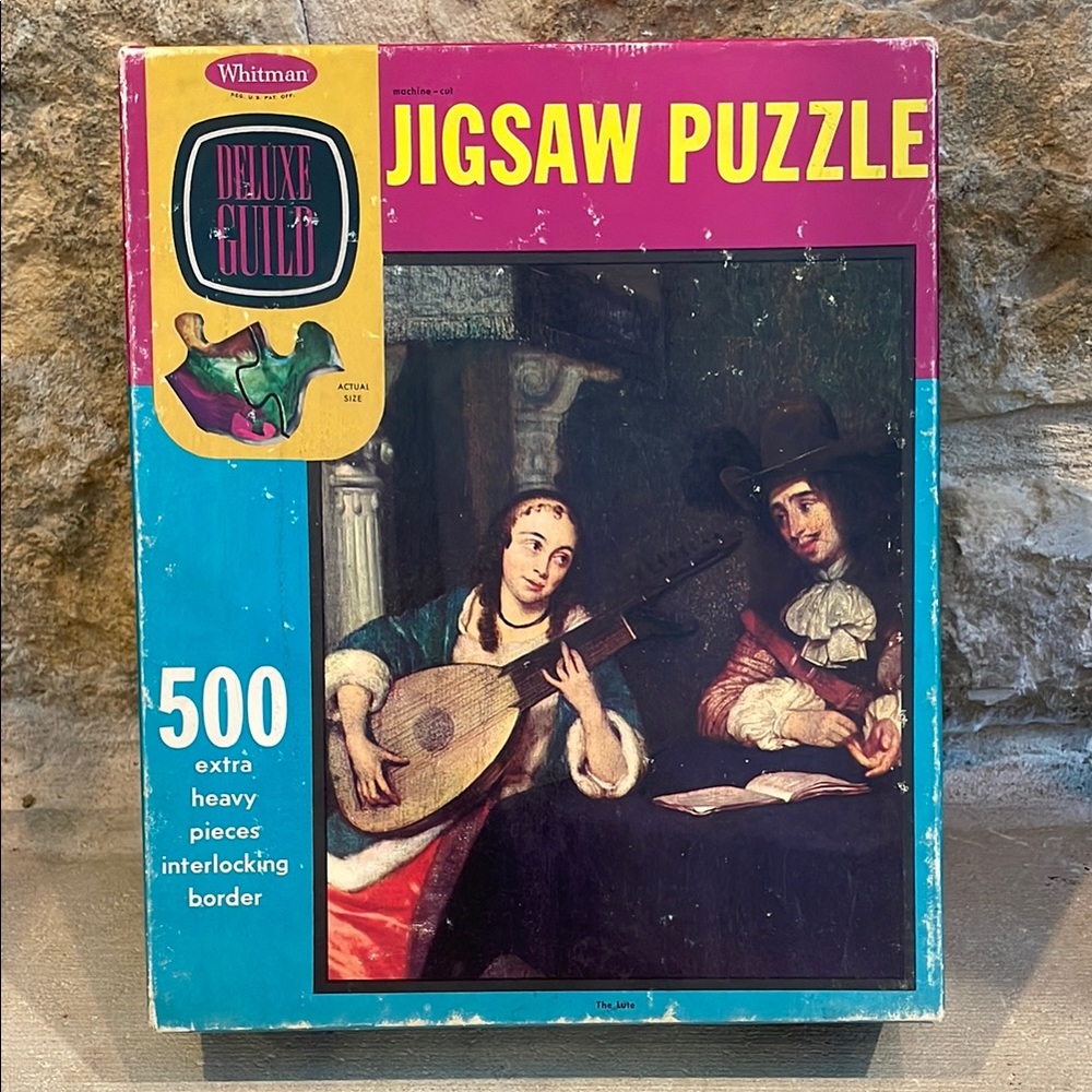 Vintage Whitman Deluxe Guild 500 Piece Jigsaw Puzzle - The Lute Series No. 216